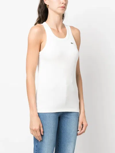 Lacoste Logo-appliqué Knitted Tank Top In White