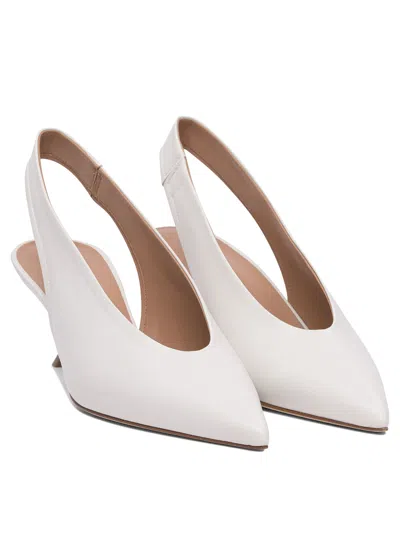 Lella Baldi Slingback Heeled Shoes With Pointed Toe In White