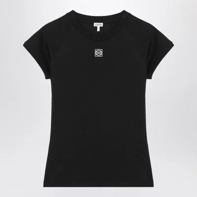 Loewe Black Cotton-blend T-shirt With Anagram Logo Women In Black