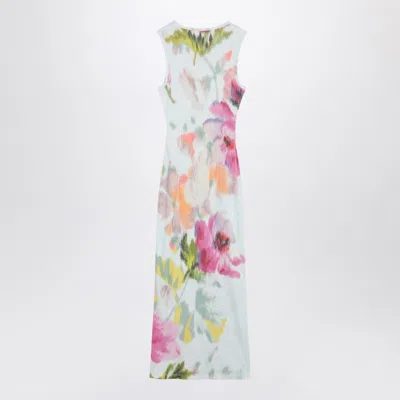 Loewe Ribbed Floral-print Silk And Cotton-blend Jersey Midi Dress In Multi