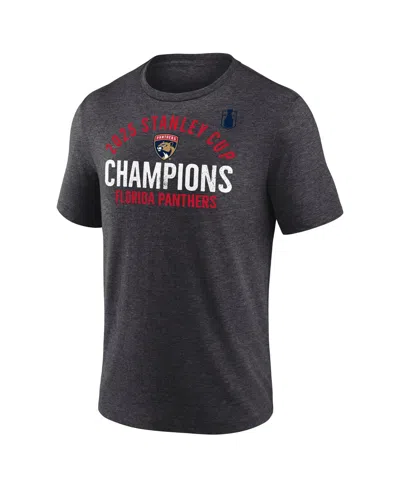 Fanatics Men's Heather Charcoal Florida Panthers 2025 Stanley Cup Champions Rush Tri-blend T-shirt In Gray