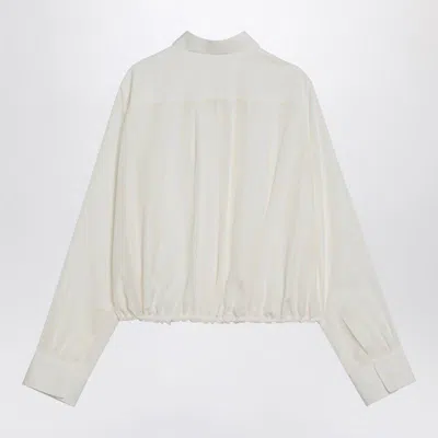 Loewe White Balloon-sleeve Silk Shirt In White