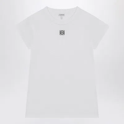 Loewe White Cotton-blend T-shirt With Anagram Logo Women In White