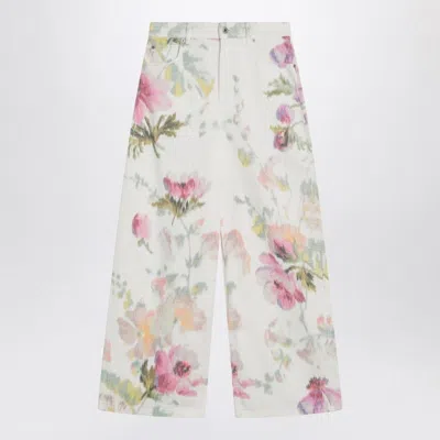 Loewe White Jeans With Floral Digital Print
