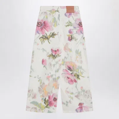 Loewe White Jeans With Floral Digital Print