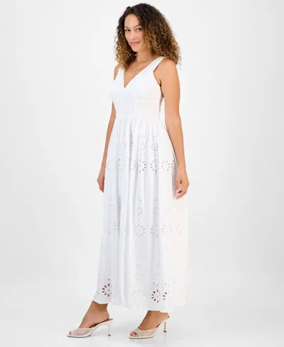 Inc International Concepts Petite Cotton Eyelet V-neck Maxi Dress, Exclusively At Macy's