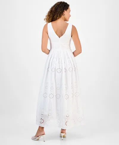 Inc International Concepts Petite Cotton Eyelet V-neck Maxi Dress, Exclusively At Macy's
