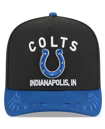 New Era Big Boys And Girls Black/royal Indianapolis Colts 2025 Nfl Draft A-frame 9fifty Snapback Hat In Black