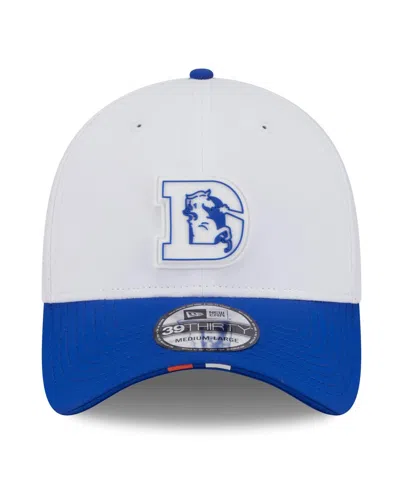 New Era Men's White/blue Denver Broncos 2025 Nfl Training Camp Throwback Logo 39thirty Flex Hat