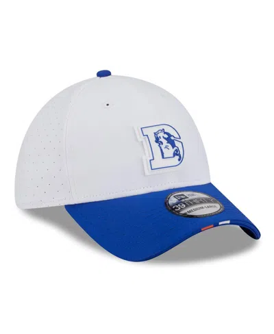 New Era Men's White/blue Denver Broncos 2025 Nfl Training Camp Throwback Logo 39thirty Flex Hat