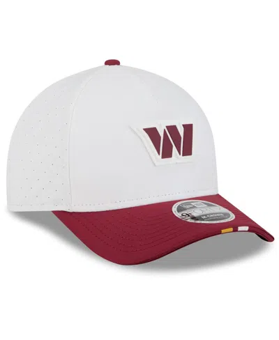 New Era Men's White/burgundy Washington Commanders 2025 Nfl Training Camp A-frame 9forty Adjustable Hat