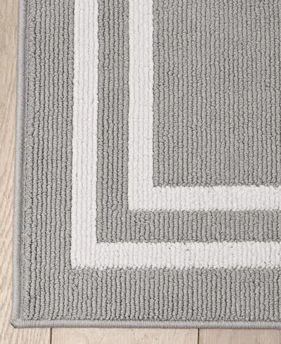 Jean Pierre New York Double Line Border Tufted Runner Rug, 30" X 144"