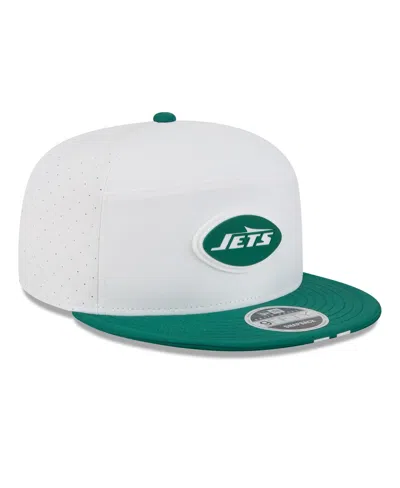 New Era Men's White/green New York Jets 2025 Nfl Training Camp Split Panel 9fifty Snapback Hat