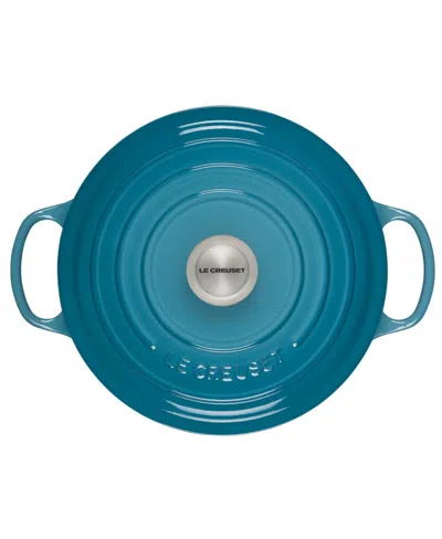 Le Creuset Caribbean Signature Enameled Cast Iron 5.5 Qt. Round Dutch Oven In Blue