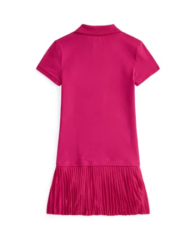 Polo Ralph Lauren Big Girls Pleated Stretch Mesh Polo Dress In Pink