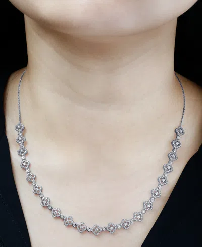 Wrapped In Love Diamond Pave Clover 18" Collar Necklace (2 Ct. T.w.) In 14k White Gold, Exclusively At Macy's