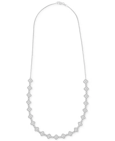 Wrapped In Love Diamond Pave Clover 18" Collar Necklace (2 Ct. T.w.) In 14k White Gold, Exclusively At Macy's
