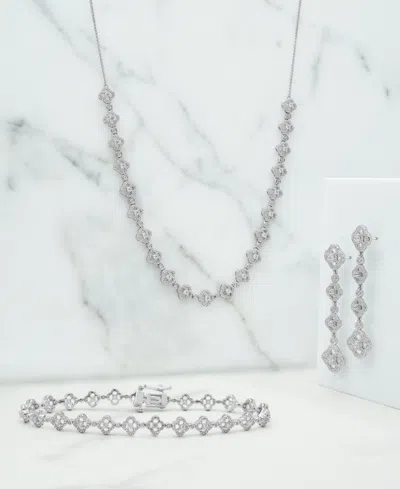Wrapped In Love Diamond Pave Clover 18" Collar Necklace (2 Ct. T.w.) In 14k White Gold, Exclusively At Macy's