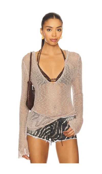 Jaded London Knitted Hooded Top In Gray