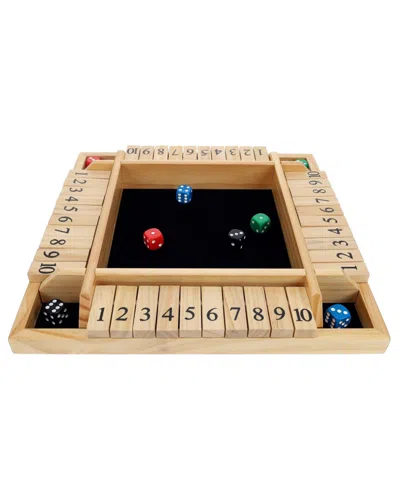 Pacific Shore Games 4 Player Shut The Box Dice Board Game With Natural Wood