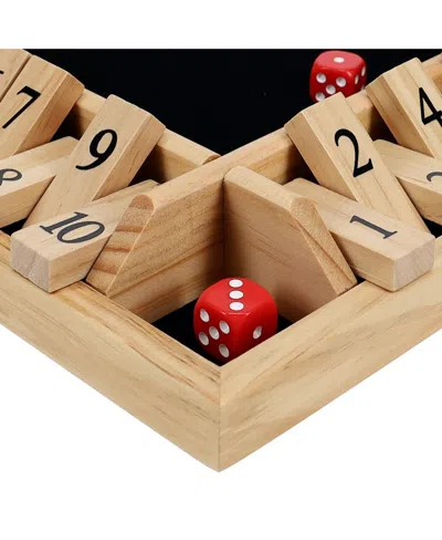 Pacific Shore Games 4 Player Shut The Box Dice Board Game With Natural Wood