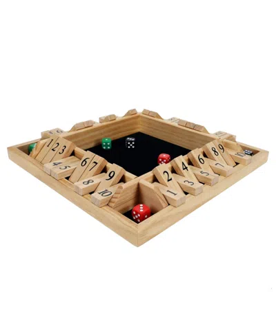 Pacific Shore Games 4 Player Shut The Box Dice Board Game With Natural Wood