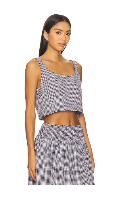 Solid & Striped Anise Scoop Neck Crop Top In Noir Gingham In Multi