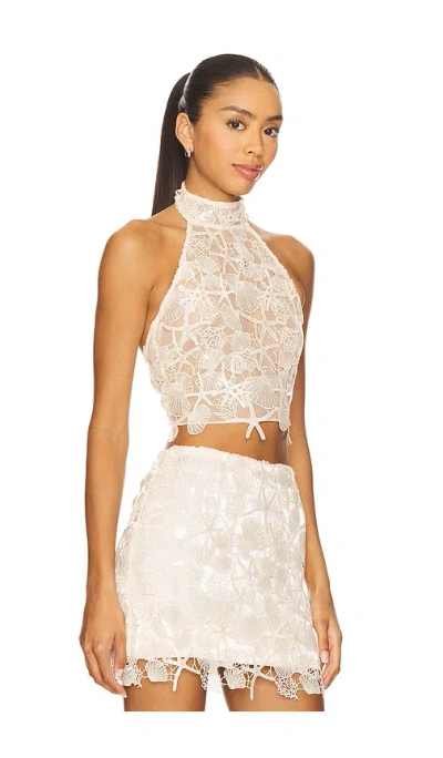 Retroféte Louelle Sequin Top In White