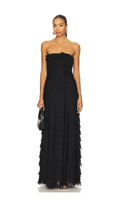 Amur Pepper Layered Gown In Black