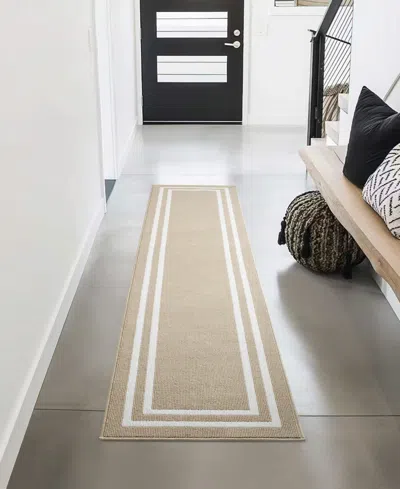 Jean Pierre New York Double Line Border Tufted Runner Rug, 30" X 120"