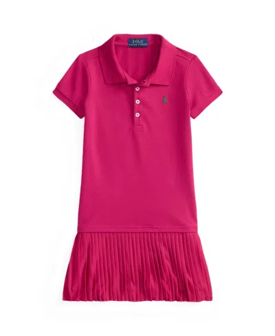Polo Ralph Lauren Big Girls Pleated Stretch Mesh Polo Dress