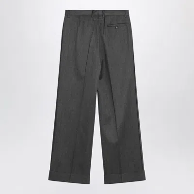 Mm6 Maison Margiela Wide Wool Blend Trousers With Cuffed Hem