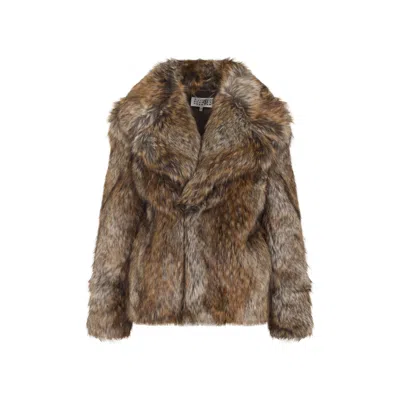 Mm6 Maison Margiela Acrylic Jacket Synthetic Fur In Brown