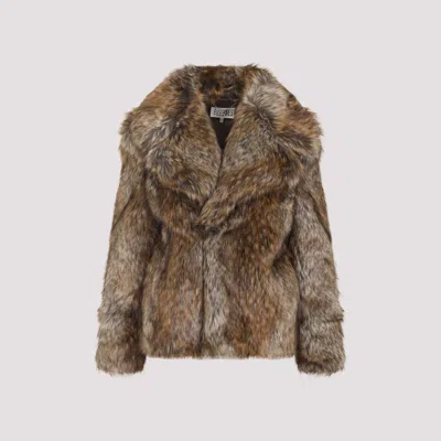 Mm6 Maison Margiela Acrylic Jacket Synthetic Fur In Brown
