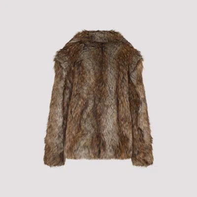 Mm6 Maison Margiela Acrylic Jacket Synthetic Fur In Brown