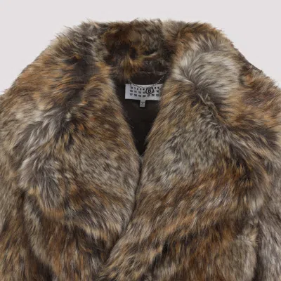 Mm6 Maison Margiela Acrylic Jacket Synthetic Fur In Brown