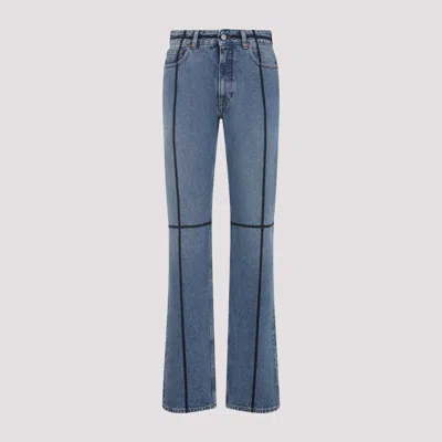 Mm6 Maison Margiela Straight-leg Jeans With Straps Embellishments In Blue