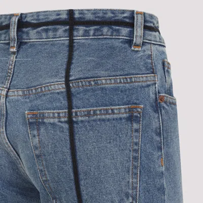 Mm6 Maison Margiela Straight-leg Jeans With Straps Embellishments In Blue