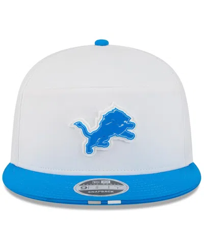 New Era Men's White/blue Detroit Lions 2025 Nfl Training Camp Split Panel 9fifty Snapback Hat
