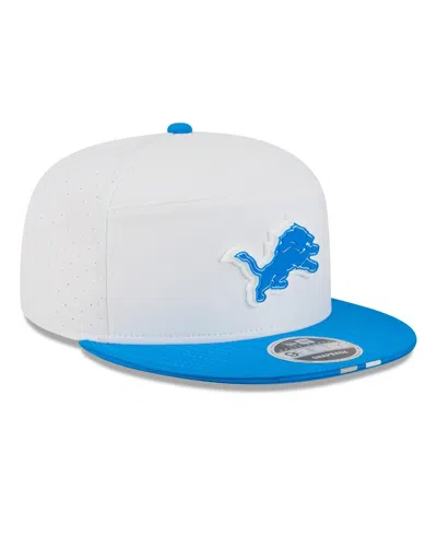 New Era Men's White/blue Detroit Lions 2025 Nfl Training Camp Split Panel 9fifty Snapback Hat