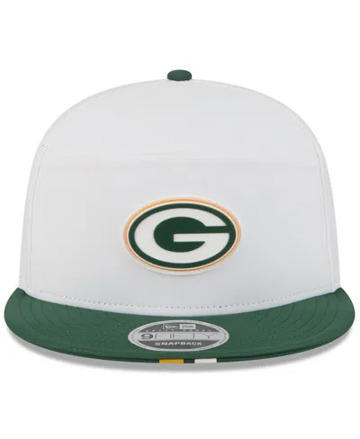 New Era Men's White/green Bay Packers 2025 Nfl Training Camp Split Panel 9fifty Snapback Hat