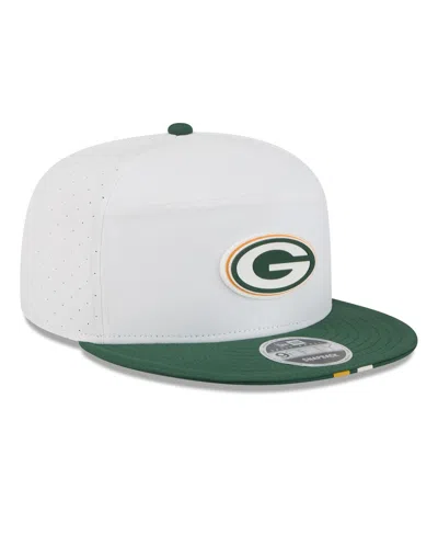 New Era Men's White/green Bay Packers 2025 Nfl Training Camp Split Panel 9fifty Snapback Hat