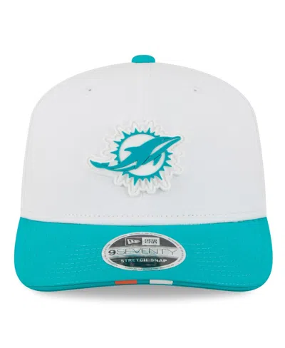 New Era Men's White/aqua Miami Dolphins 2025 Nfl Training Camp 9seventy Adjustable Hat