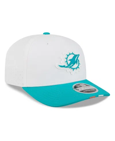 New Era Men's White/aqua Miami Dolphins 2025 Nfl Training Camp 9seventy Adjustable Hat