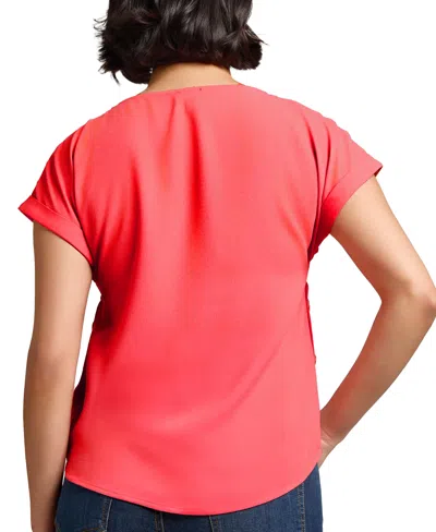 Jones New York Side Button Detail Crepe Top