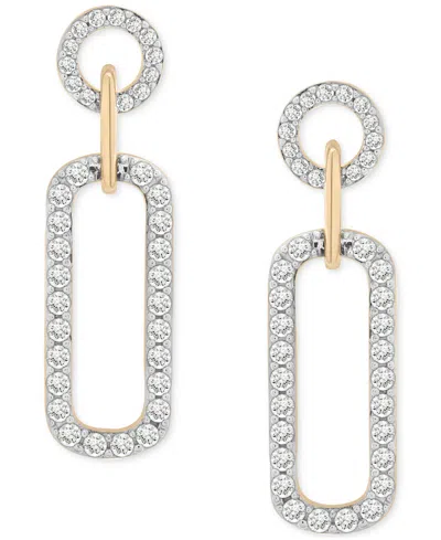 Wrapped In Love Diamond Pave Paperclip Drop Earrings (1 Ct. T.w.) In 14k Gold, Exclusively At Macy's