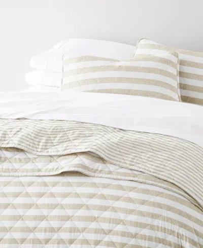 Ienjoy Home Classic Stripe Reversible 2-pc. Quilt Set, Twin/twin Xl In Neutral