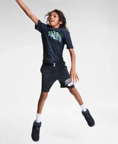 Jordan Big Boys Global Arch Logo Graphic T Shirt Mesh Logo Shorts Air School Backpack Pencil Case Set In Blue