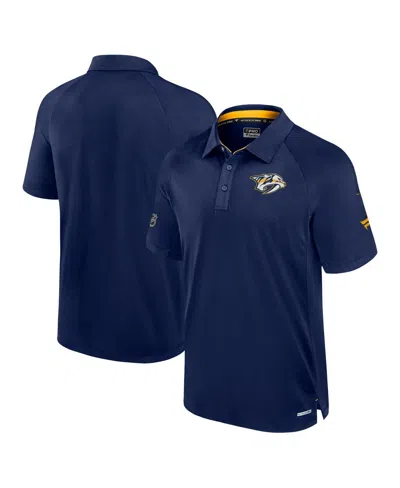 Fanatics Men's Navy Nashville Predators Authentic Pro Rink Raglan Polo Shirt In Blue