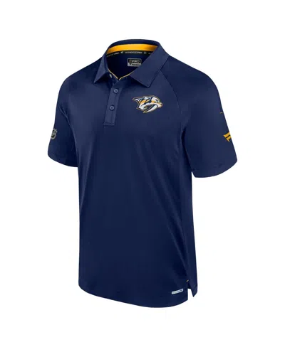 Fanatics Men's Navy Nashville Predators Authentic Pro Rink Raglan Polo Shirt In Blue